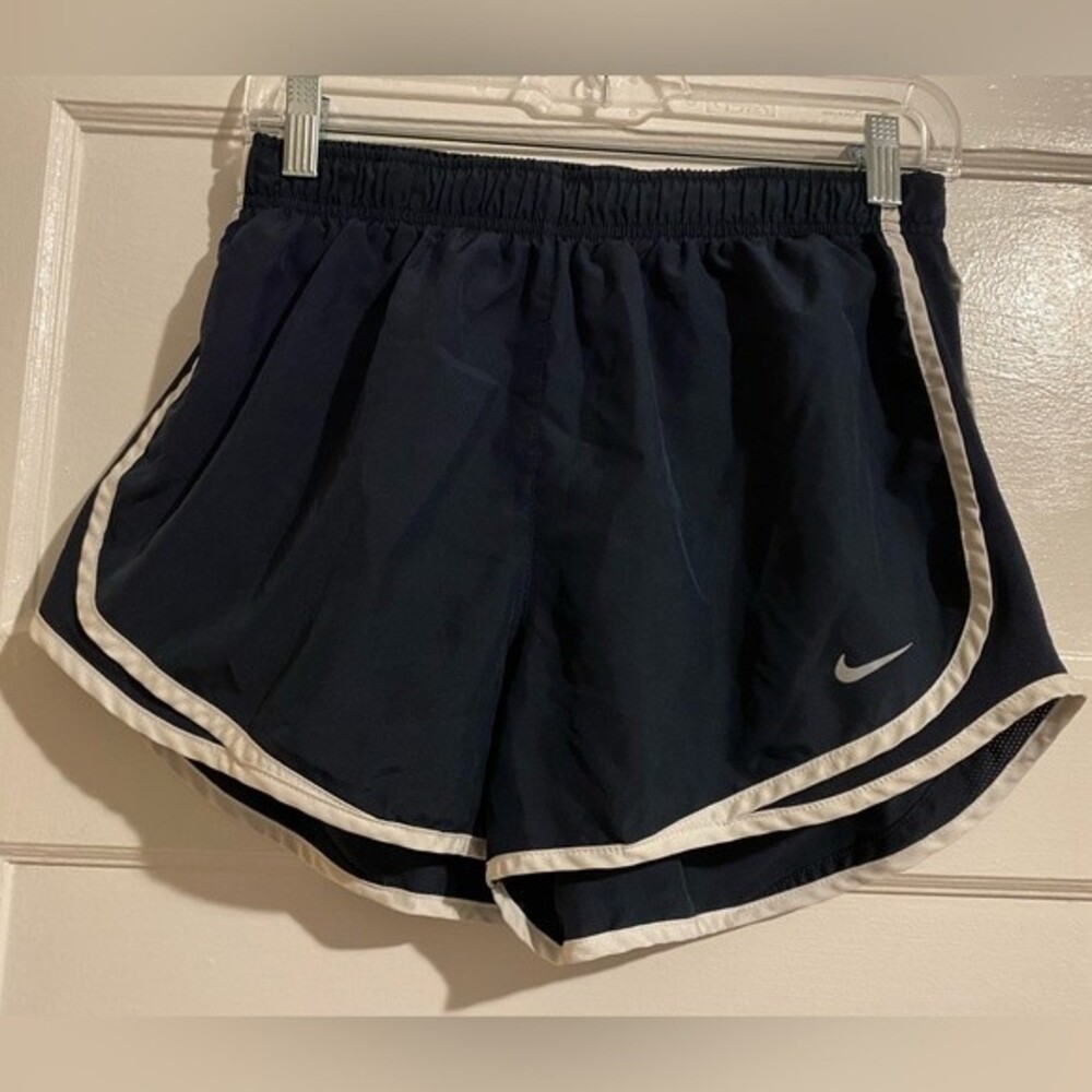 Nike Women’s Dri-fit Navy Pin Striped Lined Running Shorts